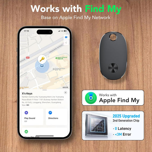 Tracker Tags, Bluetooth Tracker Works with Apple Find My APP (iOS Only), Keys Finder and Item Locator for Luggage, Backpack, Suitcases, Replaceable Battery, IP67 Waterproof weTag pro (4 Classic Black)