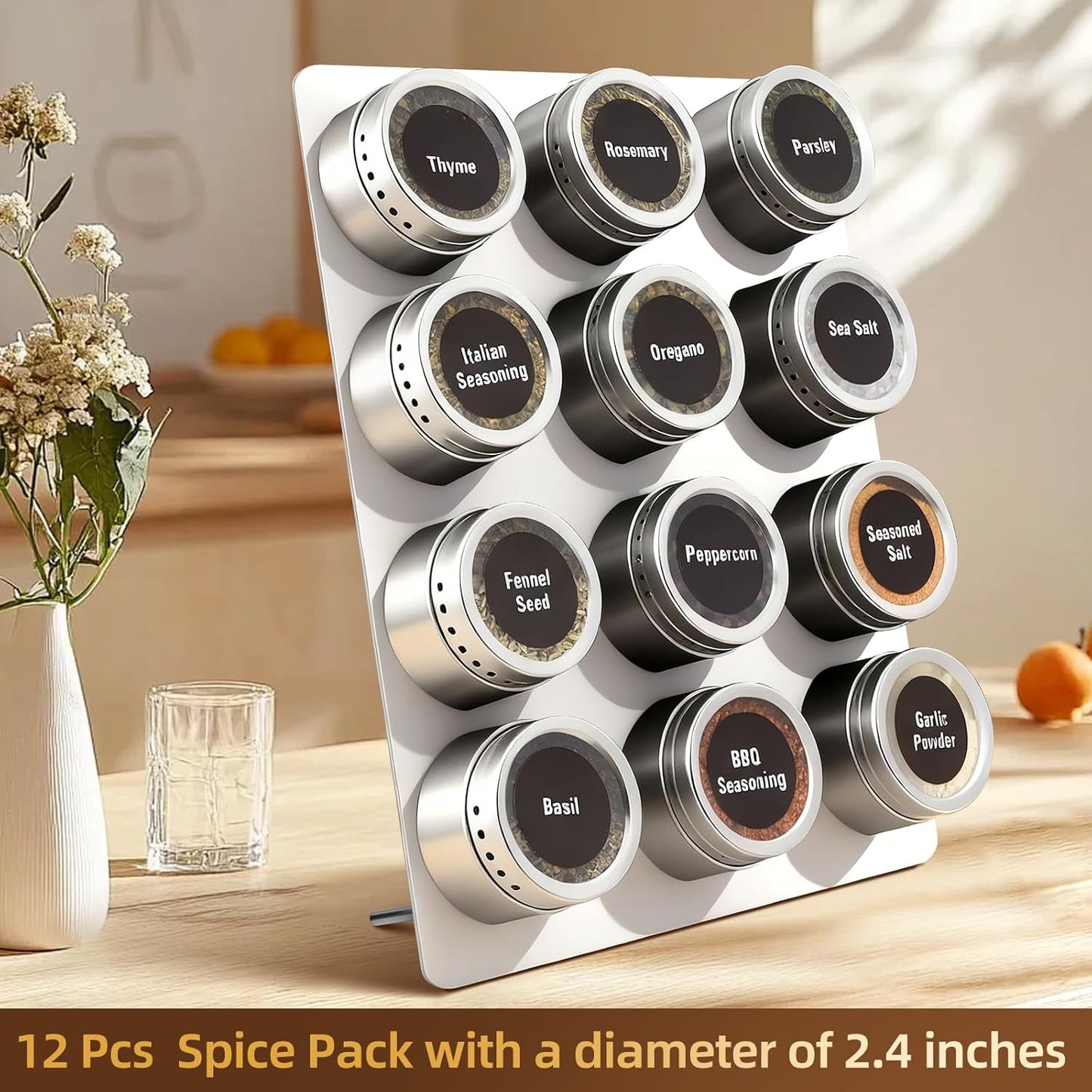 Magnetic Metal Display Bulletin Board - 2 Pack 11x8Inch Magnet Display Stand with 6 Magnets for Displaying Memos Messages Photos in Home School Kitchen Office ( Black Vertical)