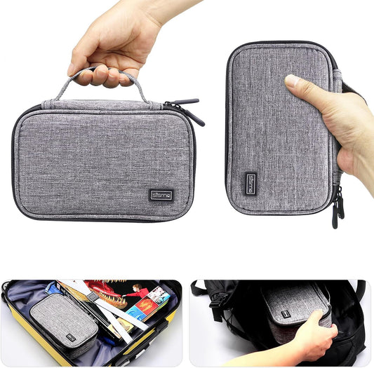sisma Travel Electronics Organizer Small Carrying Case for Cables Phone Chargers USB Plugs Power Cords Earbuds Adapter Tech Accessories Pouch -Grey