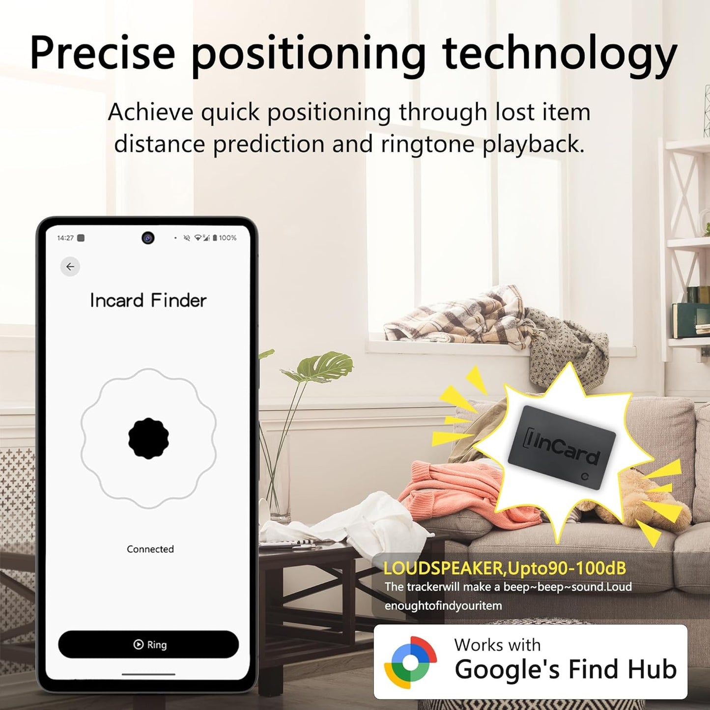 Wallet Tracker (Both iOS and Android) IP68 Bluetooth Smart Finder Card GPS Tracker for Bags Passport Works with Apple Find My (Apple MFi Certified) & Google Find My Device - 5 Year Battery Life