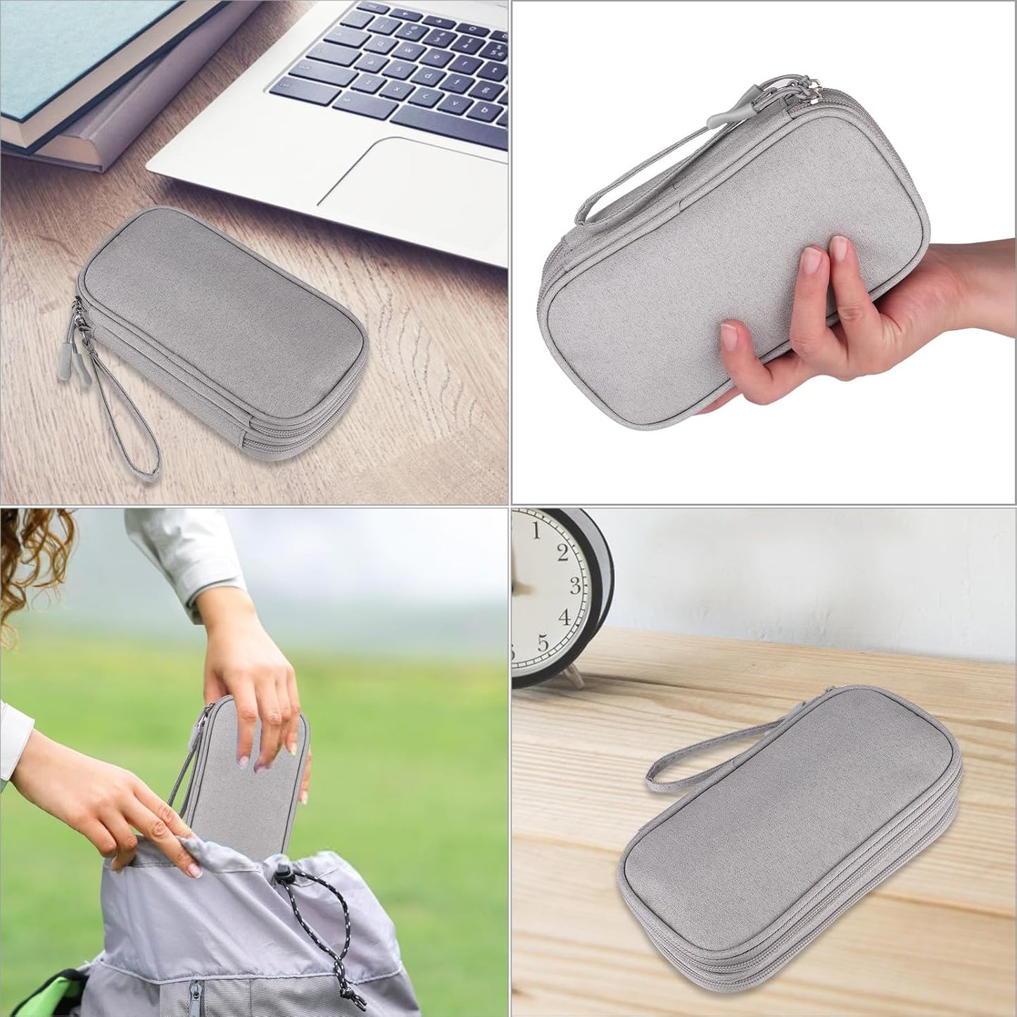 JIAKAI Travel Cable Organizer,Electronics Accessories Organizer Bag,for Charger, Phone, memory card,Travel Gadget Bag-Pink
