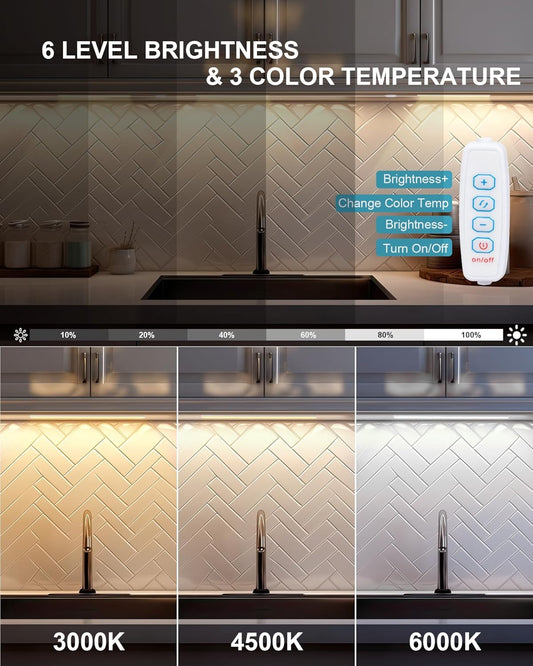 JUSJUBR 12-Inch Slim LED Under Cabinet Light with Memory Function, Warm White 3000K Dimmable USB Light Bar for Rooms