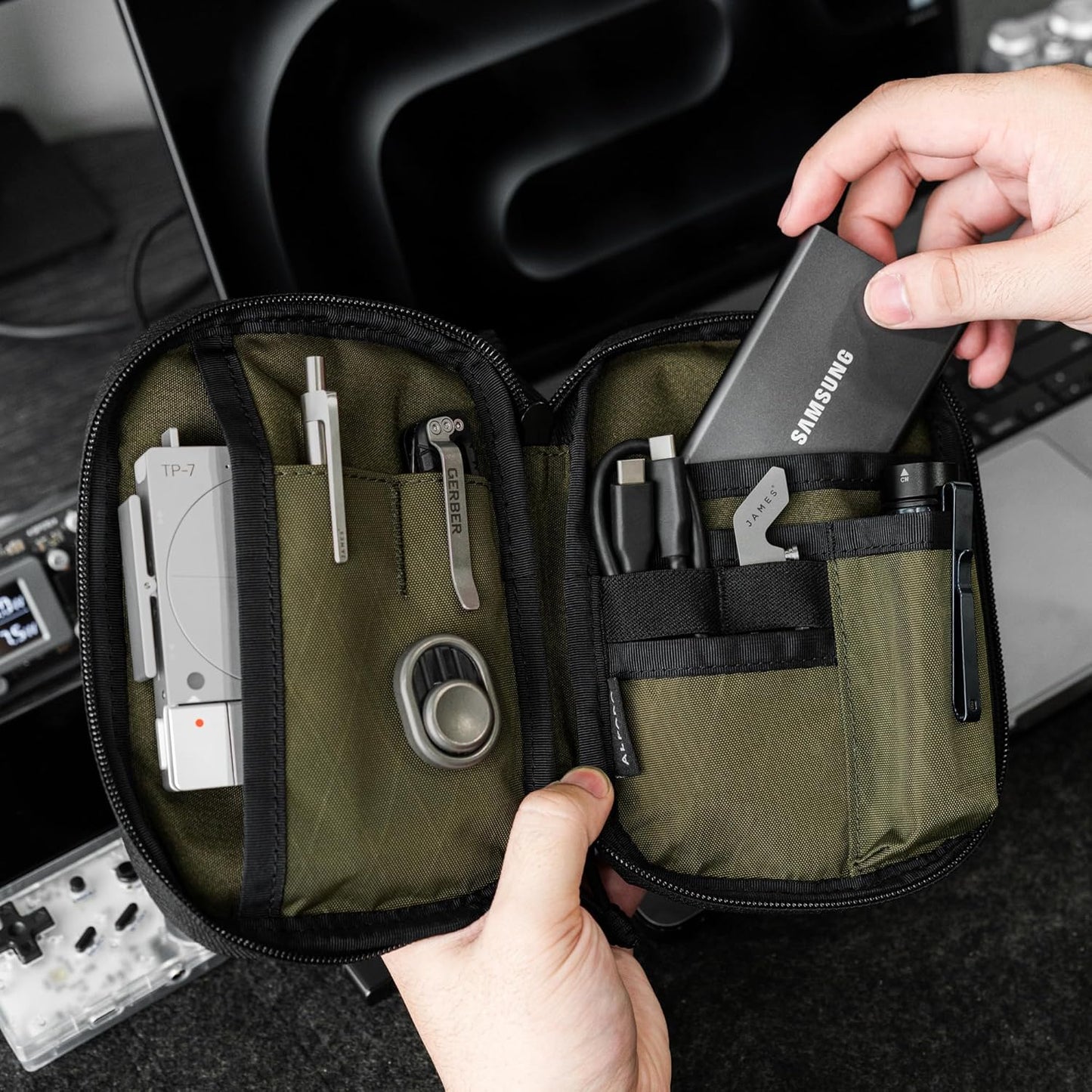 ALPAKA Admin Pouch Pro EDC Organizer - Small Tool Pouch with Smooth Zipper, Weatherproof Storage for Electronics, Cables, Travel Accessories - Black Axogrid 300D Fabric