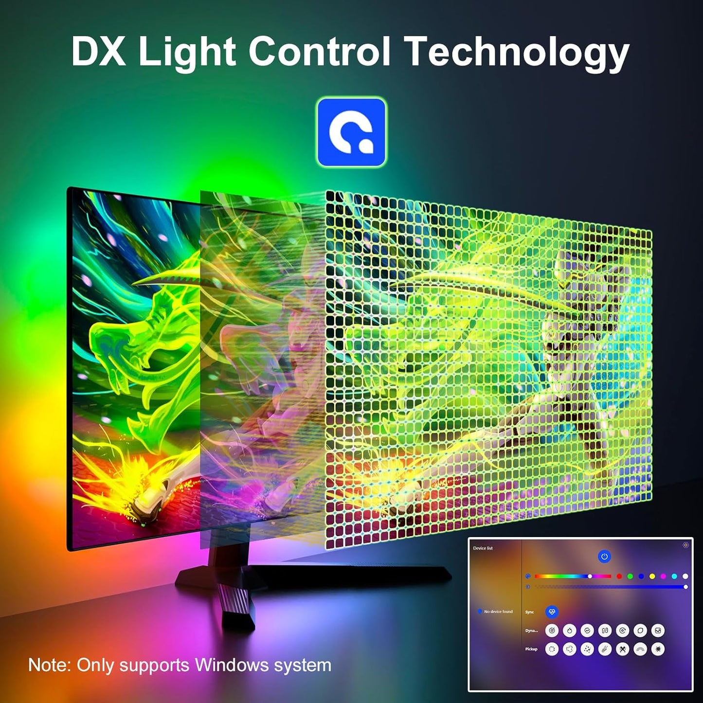 Monitor LED Backlights, 4-Side 24-32inch LED Strip Light Sync with Screen Color/Music, Computer Light Bar Behind Screen, for PC/Mac, LEDs for Desk Gaming, USB Interface (4-Side 27inch)