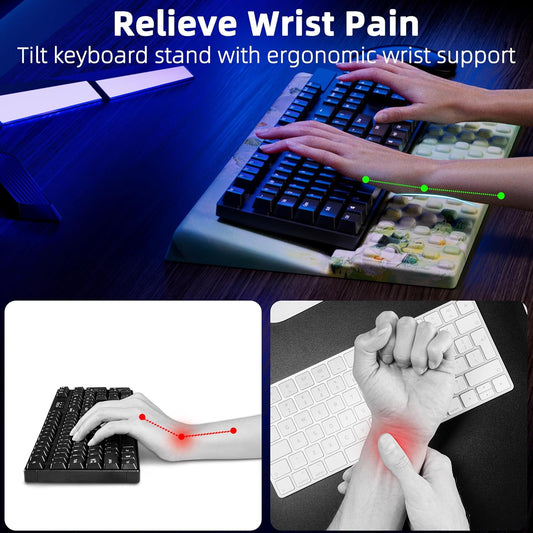 Ospelelf Tilt Keyboard Stand with Wrist Rest, Comfy Ergonomic Keyboard Riser Holder for Office Home