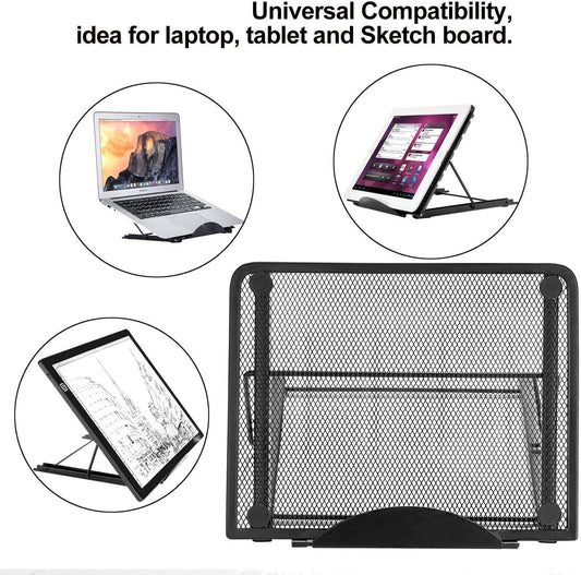 Metal Mesh Stand for A4 LED Tracer Pad, Ventilated Metal Holder for Laptop, Tablet, Animation Art Sketching Drawing Tracing LED Light Box Board, Books Holder, Diamond Painting Light Pad