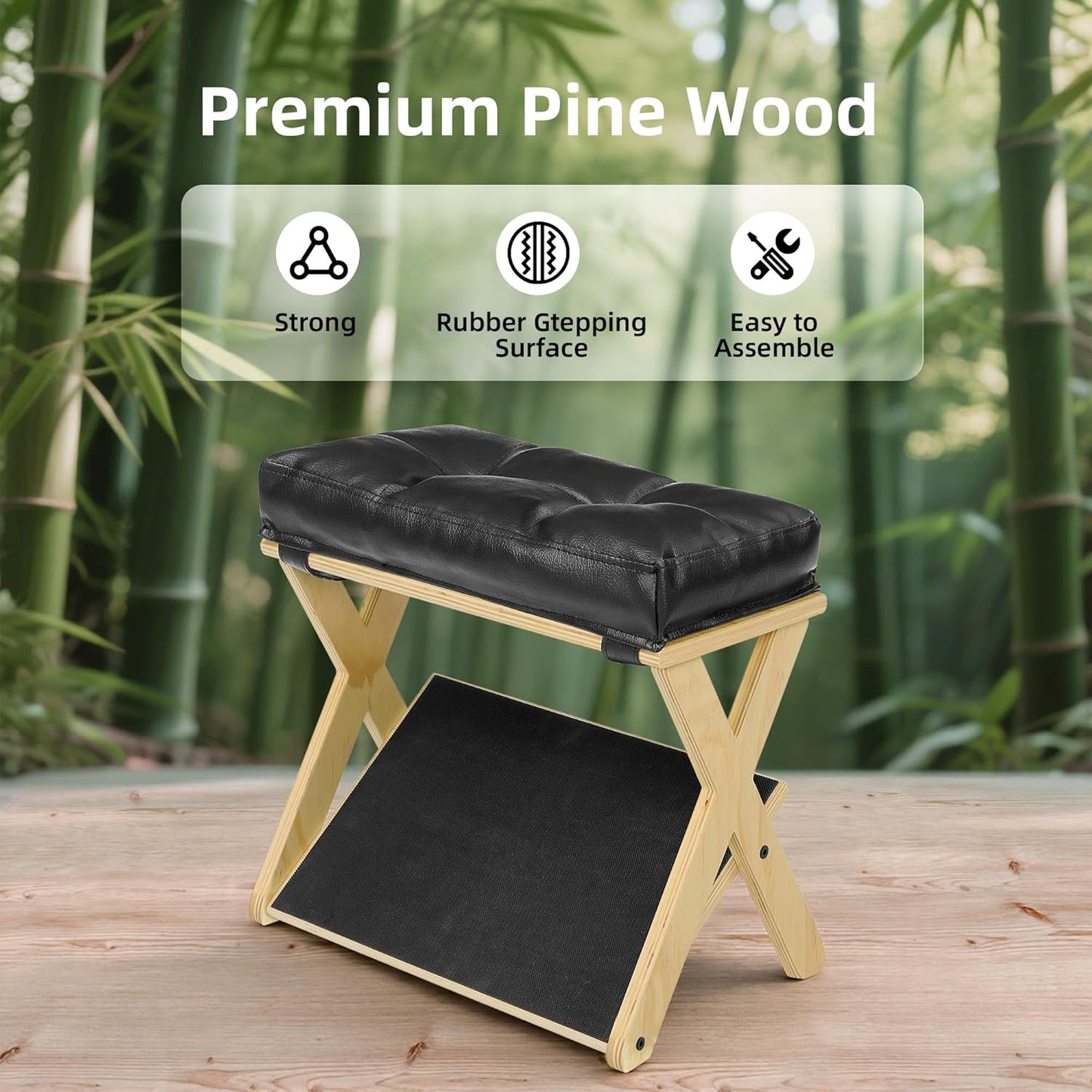 Double Step Foot Stool Under Desk, Wooden Foot Rest Under Desk with Non-Slip EVA Stepping Surface, Ergonomic Foot Stools for Under Office Desk, Enhances Posture,Home Office Gaming