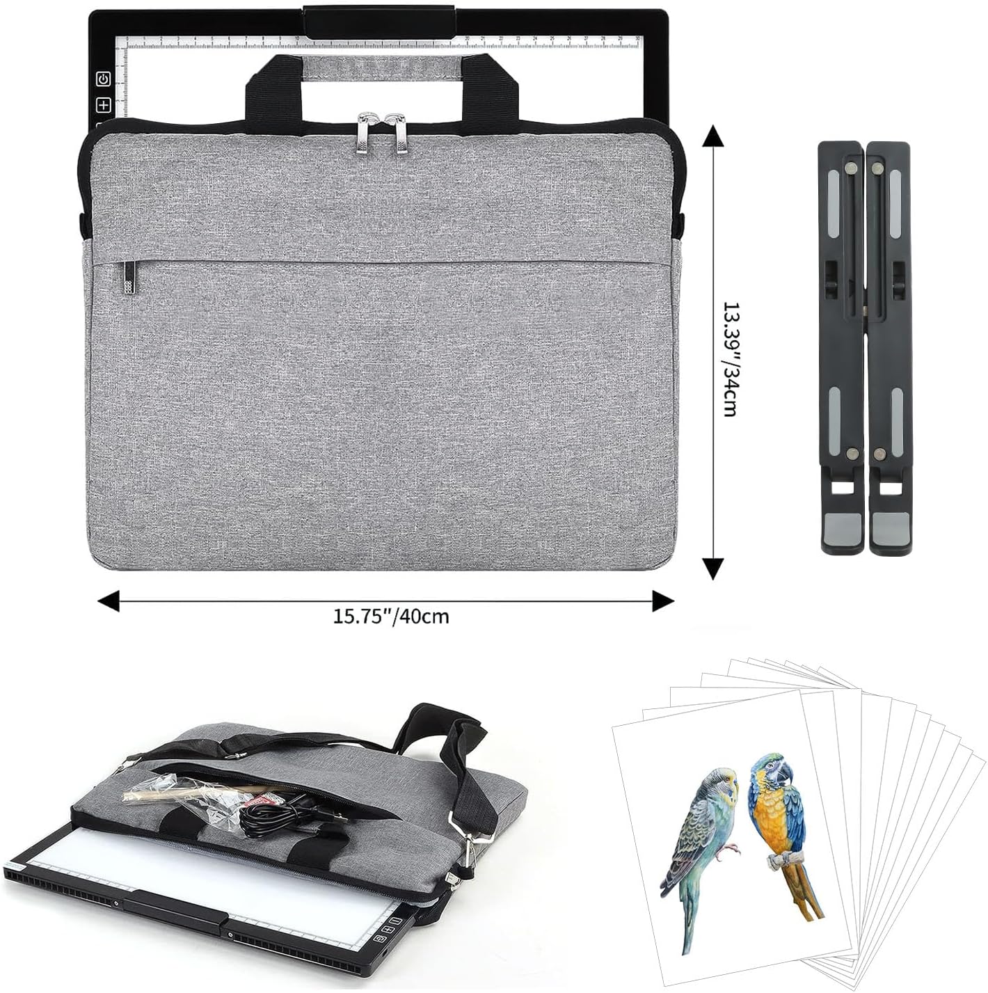 Rechargeable A4 Light Pad with Carry Bag & Stand,Ultra Thin Light Table with Clip,6 Levels of Brightness Light Box for tracing,Diamond Painting.led Light Board for Artists,Drawing,Sketching,Animation