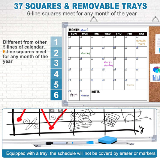 Weekly Planner Whiteboard, Weekly Dry Erase Board for Wall 16" x 12", Double-Sided Weekly Calendar Whiteboard with Pen Tray & Hook, Hanging Writing Schedule Board for Home, School, Office