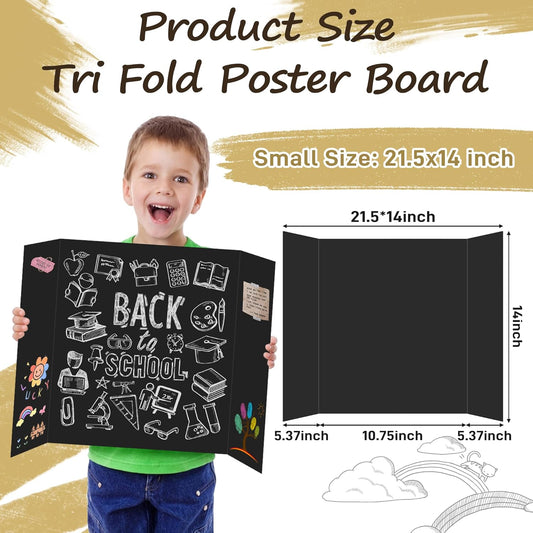 PSHVYM 4 Pcs Trifold Poster Board, 26 x 17 inches Poster Board with Double Sided Tapes and Cardboard, Corrugated Presentation/Display Board for School Project, Science Fair, Business