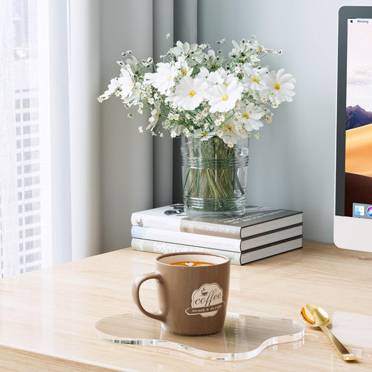 Acrylic Coaster Decorative Plates, Irregular Bar Drink Coaster, Clear Cloud Shape Coffee Cup Coaster, Perfect for Tabletop Protection and Accessories Display.(Gold)
