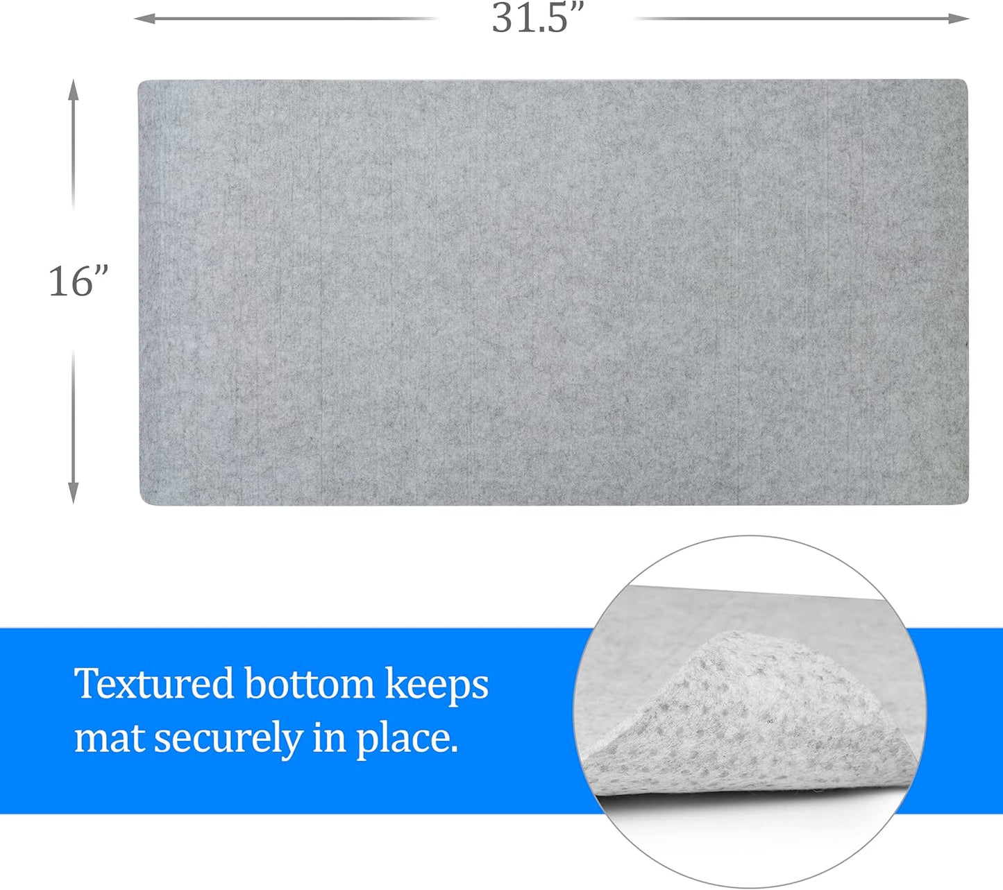 Felt Desk Pad- 31x16 with Non-Slip Backing (Green)