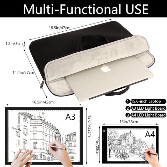 A3 Light Pad Carrying Bag for Diamond Painting,Diamond Painting Light Pad Bag,Laptop Tote Bag,Tracing Light Board Carrying Bag,Padded Fleece Liner Protective Case for A3 Light Pad