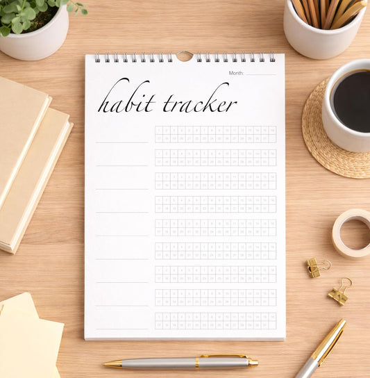 Habit Tracker Calendar (Undated 12 Month) with Silver Spiral Bound and Hanger, 7"x10" Habit Planner, Daily Weekly and Monthly Habit Tracker Journal, Habit Calendar, Colorful Layout.