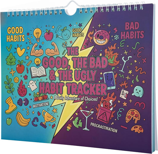 Habit Tracker 24 Month Undated Calendar, Funny Bad Habits Design, 8''x10'' Large Monthly Planner, Two Year Goal Tracking Calendar for Productivity, Self Improvement & Routine Building