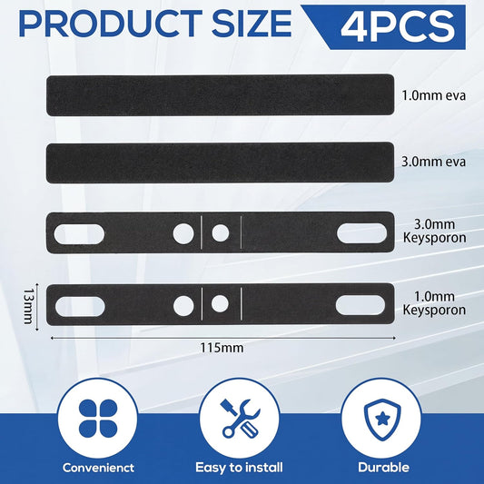 Keyboard Spacebar Foam, 4 Pcs Space Bar Keyboard Foam Silencer Pad Sound Dampeners Keyboards Silencer Sheet Foams and EVA Foams Pad for 6.25u Mechanical Keyboards Space Bar, 1mm and 3mm