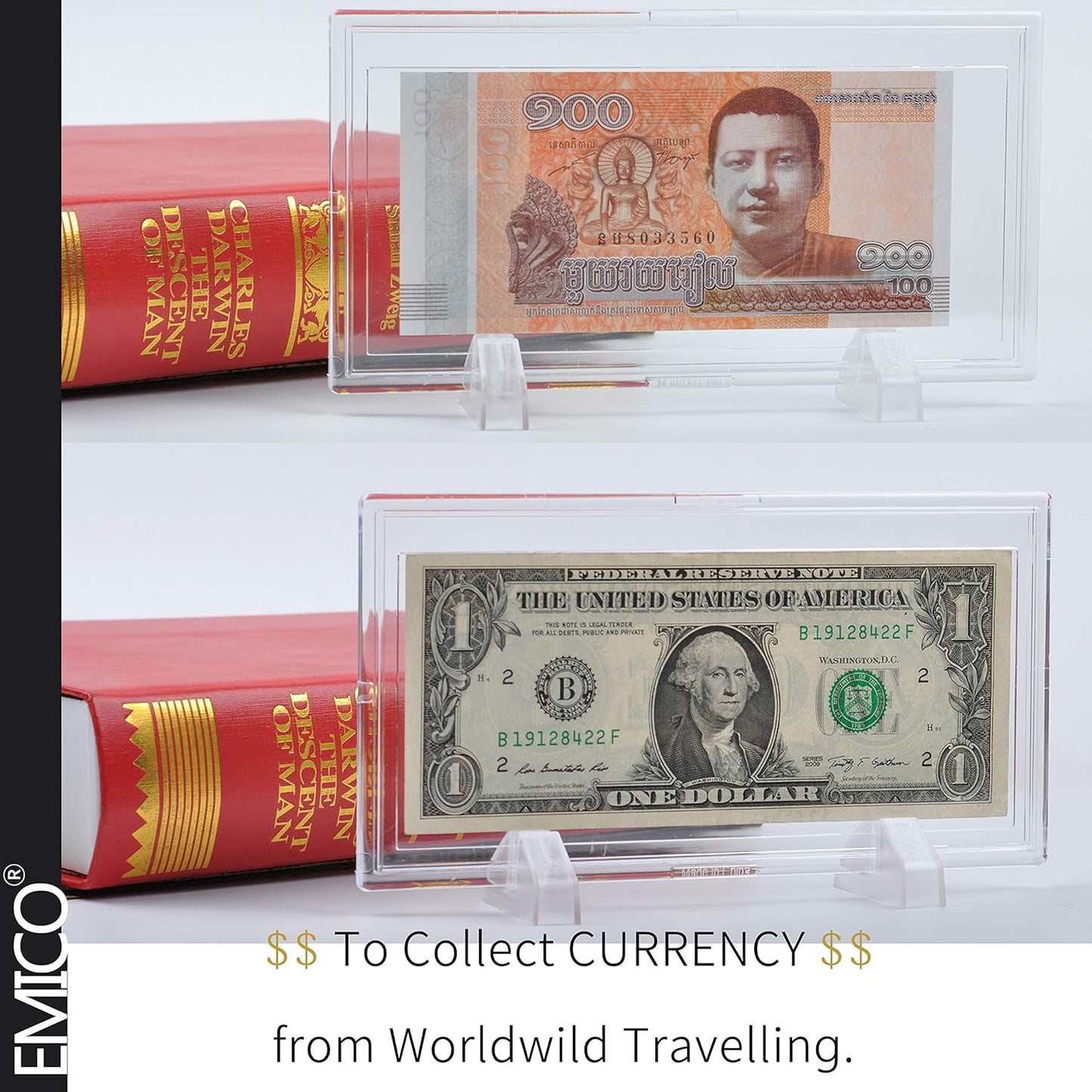 PayandPack EMICO Deluxe Solid Currency Photo Paper Slab Holder Frame for Regular Bill Dollar