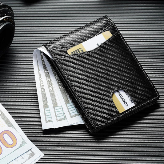 furid Leather Wallet Compatible with Airtag: Slim Air Tag Wallet for Men RFID Blocking, Bifold, Front Pocket, Minimalist Card Holder