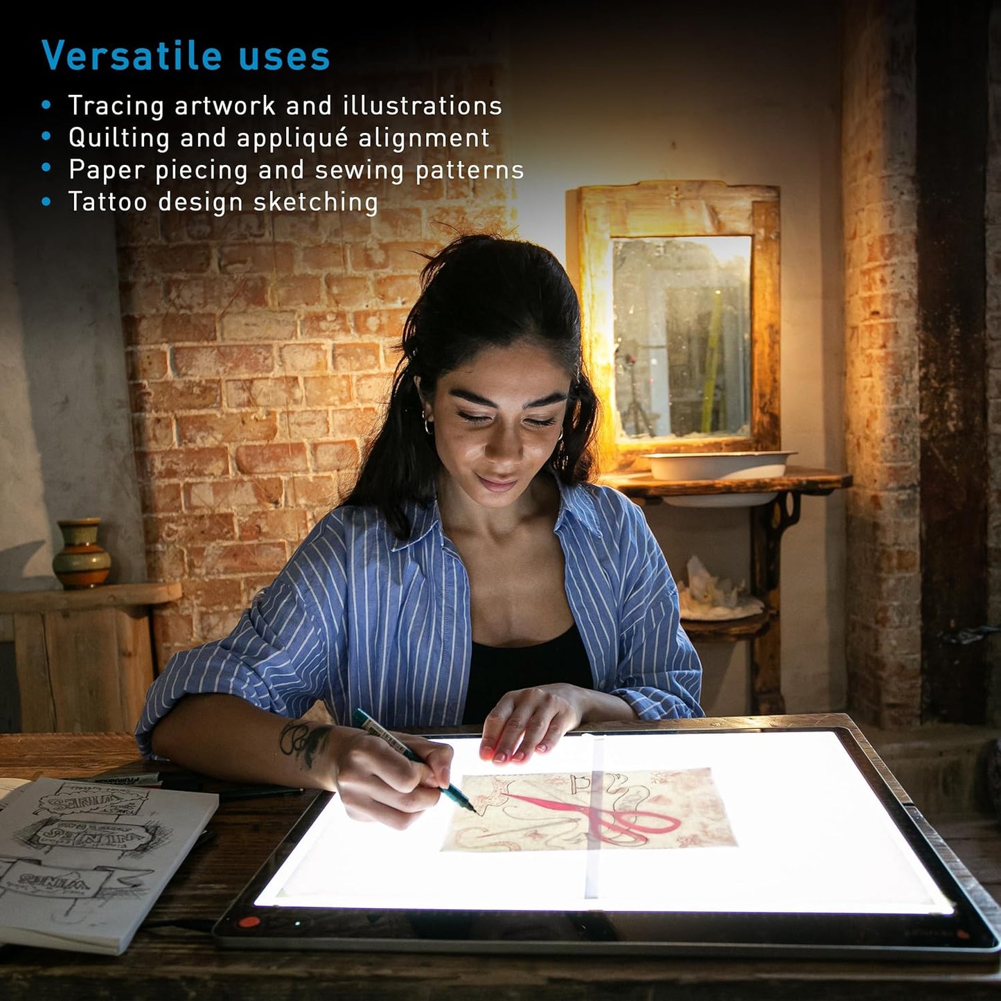 Daylight Tabla XL™ A3 LED Light Pad - 6,800 Lux Ultra Bright, 3-Step Dimmable, Edge-to-Edge Illumination, Non-Scratch Surface, Aluminum Frame, Tracing Pad for Artists, Quilting, Vinyl Weeding