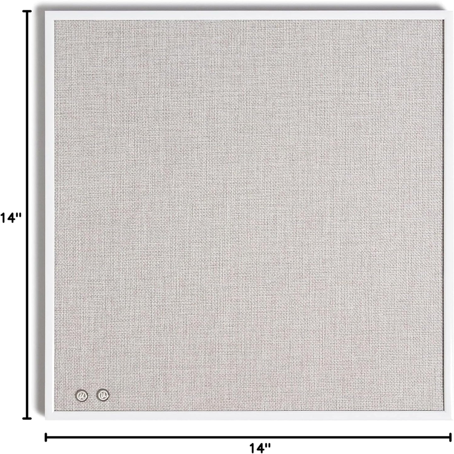 U Brands Farmhouse Linen Bulletin Board, 14" x 14", White Metal Frame, Industrial Grade Pinning Surface