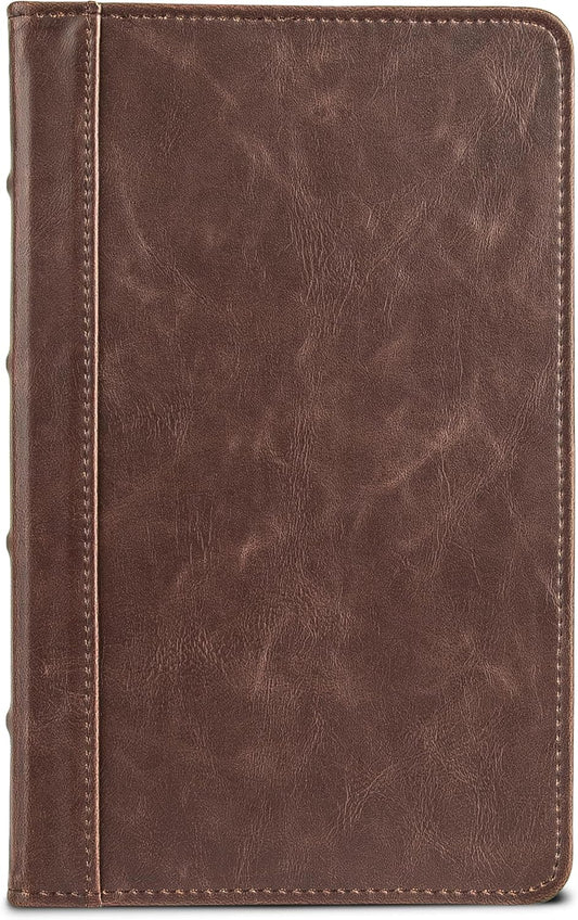 Samsill Small Vintage Portfolio/Zipper Faux Leather Portfolio, Book Style Hardback Design, Business & Interview Padfolio Organizer, Holds 5 x 8 Writing Pad, Dark Brown
