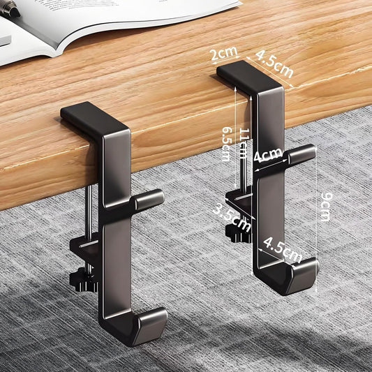 Headphone Stand - Aluminum Alloy Headphone Holder, Under Headset Stand for Desk Fit for PC Gaming Headset Hanger Hook Suitable for Office, Computer, Student Class Desk, Handmade Creator Table (Black2)