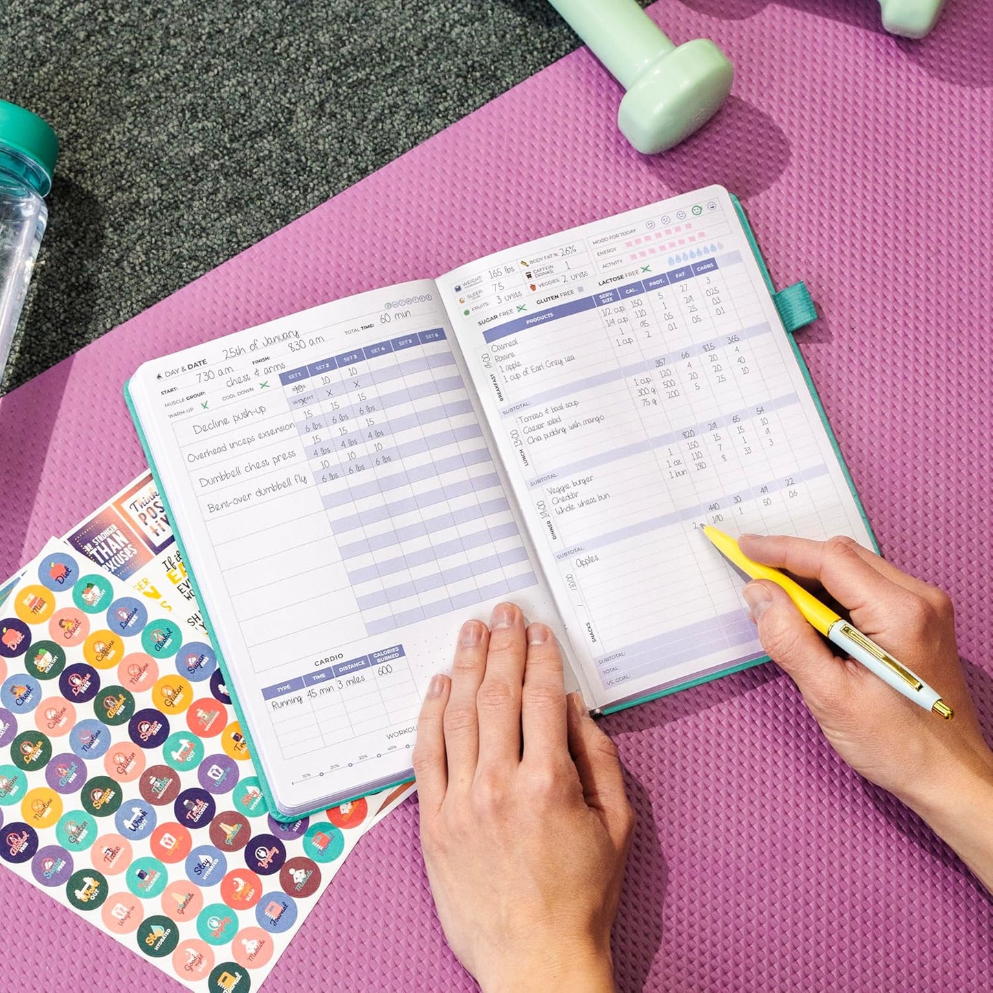 Clever Fox Fitness & Food Journal – Nutrition & Workout Planner for Women & Men – Diet & Gym Exercise Log Book with Calendars, Diet & Training Trackers - Undated, A5 Size, Hardcover (Forest Green)