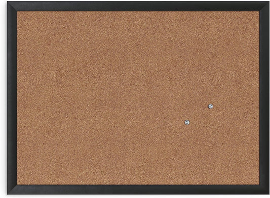 U Brands Cork Bulletin Board, 17" x 23", Black Wood Frame