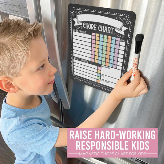 Hadley Designs Magnetic Chore Chart for Kids Multiple Kids – Dry Erase Chores Chart for Adults and Teens, Responsibility Task List for Family, Fridge Task Board Tracker at Home, Kraft Chore Board
