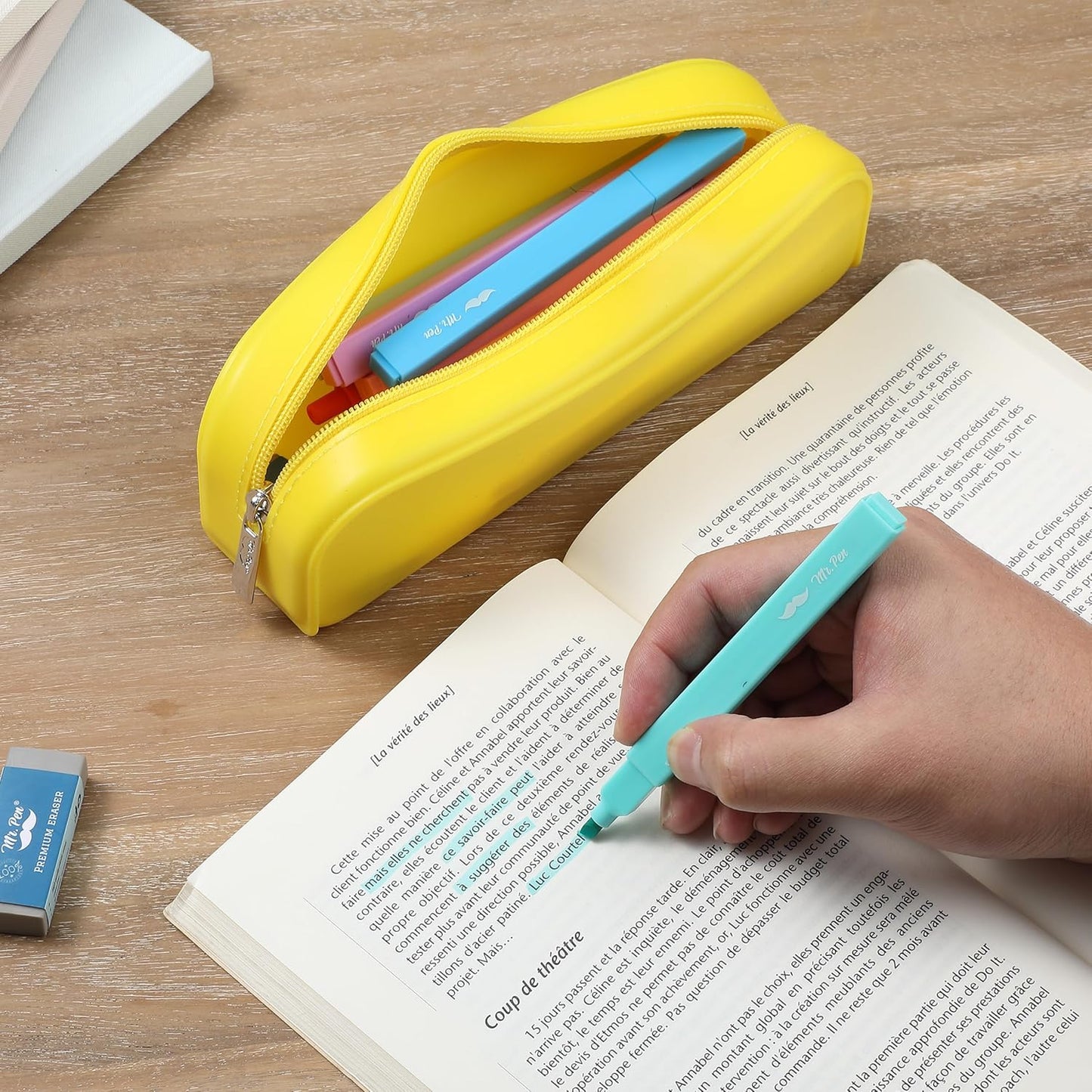 Mr. Pen- Silicone Pencil Case, Aesthetic Pencil Bag for Women, Makeup Pouch, Multifunctional Pouch for Stationery, Cosmetics and Electrical Goods Storage