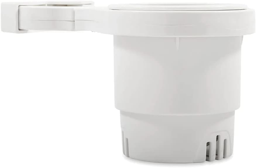 Camco Large Clamp Mounted Cup Holder-Provides a Secure Location for Your Beverage-Mountable for Up to 2-Inch Rail-White (53083)