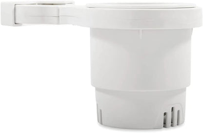Camco Large Clamp Mounted Cup Holder-Provides a Secure Location for Your Beverage-Mountable for Up to 2-Inch Rail-White (53083)