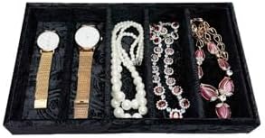 AgentMoon 5-Compartment Velvet Sunglasses & Jewelry Organizer Tray – Adjustable Dividers, Sturdy Wood, Non-Slip Storage for Watches, Glasses, Bracelets, Desk or Drawer.(Tabby Red)