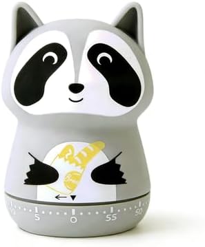 Mechanical Kitchen Timer - 60 Minutes - Cute Raccoon Mechanical Timer, Suitable for Kitchen, Children, Classroom, Home Study, and Cute Decoration