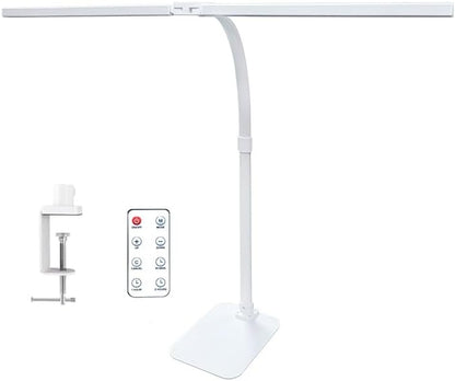 LED Desk Lamp for Office Dorm Home - Eye Caring Desk Light with Timer, Remote Control 24W Brightest Dual Screen Computer Monitor Gooseneck Dimmable Table lamp with Anti-Glare Cover Clamp