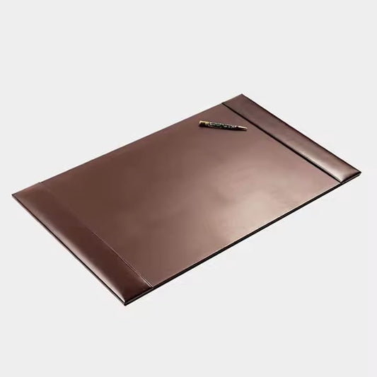 Luxury Bonded Leather Desk Blotter for Writing with Raised Side Rails, 30 x 18, Brown