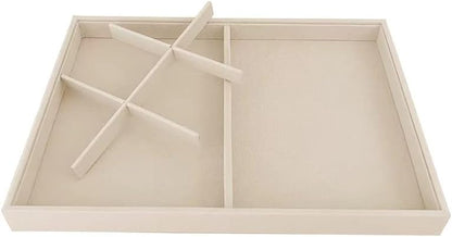 Velvet Sunglasses Organizer Tray 4 Slot, Stackable Eyewear & Glasses Display Case, Premium Beige Velvet, Scratch-Free Lining, Drawer Insert for Dressing Table Vanity Home Retail Trade Show