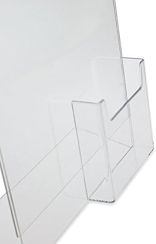 SOURCEONE.ORG Deluxe Clear Acrylic Slant Back Sign Holder Premium 8.5 x 11 Inches with Trifold Brochure Pocket