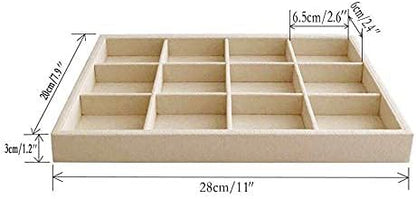 Velvet Sunglasses Organizer Tray 4 Slot, Stackable Eyewear & Glasses Display Case, Premium Beige Velvet, Scratch-Free Lining, Drawer Insert for Dressing Table Vanity Home Retail Trade Show