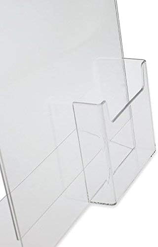 SOURCEONE.ORG Deluxe Clear Acrylic Slant Back Sign Holder Premium 8.5 x 11 Inches with Trifold Brochure Pocket