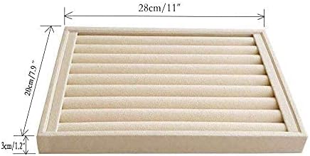 Velvet Sunglasses Organizer Tray 4 Slot, Stackable Eyewear & Glasses Display Case, Premium Beige Velvet, Scratch-Free Lining, Drawer Insert for Dressing Table Vanity Home Retail Trade Show