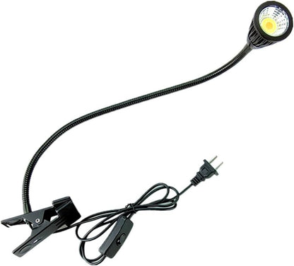 QUANS 5W 3 Colors LED COB Clip on Light Black 19.68 INCH 50 CM Tube Desk Flexible Table Bed Lamp Work Home Design Lighting 110V 220V 85-265VAC with US Plug Switch on Off 500LM (Black)