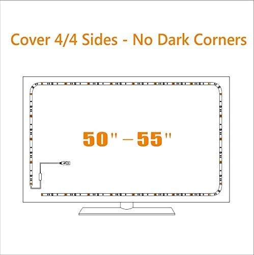 USB TV Backlight LED Strip Lights Kit for 24 to 60 inches Smart TV Sony LG Monitor, HDTV Wall Mount Stand Work Space Gaming Room Decor, LED Bias Ambient Mood Lighting
