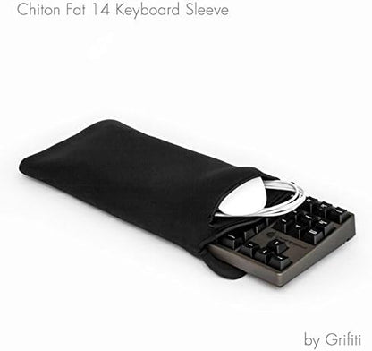 GRIFITI Chiton Fat 14 7" x 14" Neoprene Keyboard Sleeve Cover For 14 Inch Tenkeyless Mechanical & Standard 10keyless Keyboards Portable Case - Extra Pocket for Cable, Computer Mouse or Gaming Trackpad