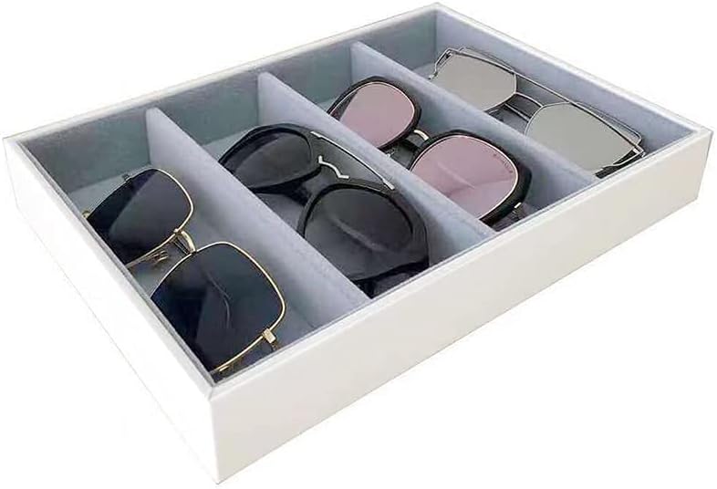 Premium Quality Sunglasses Tray Organizer Display PU Leather Exterior Soft Velvet Liner