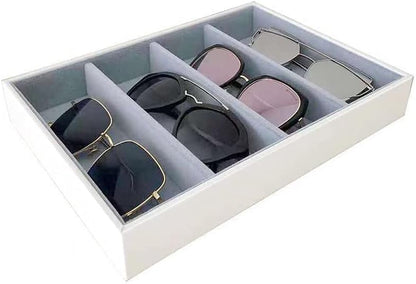 Premium Quality Sunglasses Tray Organizer Display PU Leather Exterior Soft Velvet Liner