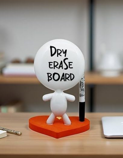 Dry Erase Board - TITTO in Love, Draw Your Ideas - Ceramic Doll - Black Office Design Desk - Coworkers Office Home Gift (Black)