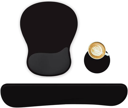 Wrist Rest Support for Mouse Pad Keyboard Set Circle Coaster Gaming Mouse Pad Ergonomic Gel Memory Foam Set for Computer, Laptop, Office, Pain Relief, Comfortably Typing Flowers KM-39