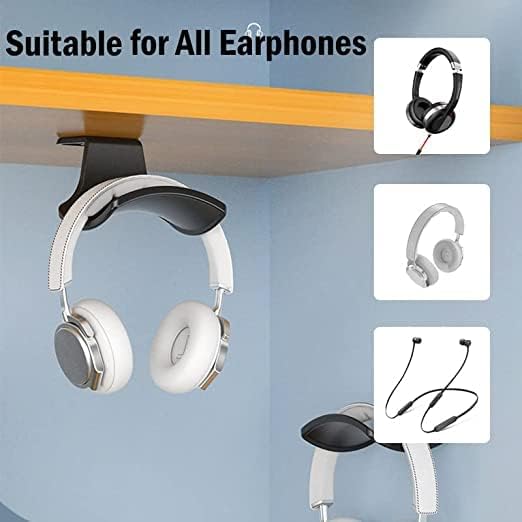 2-Pack Never Fall Headphone Hooks Hanger Wall Mount, Headset Holder Stand for Universal Gaming Headset Airpods Max Sony Bose Beats, Strong Adhesive by Screws