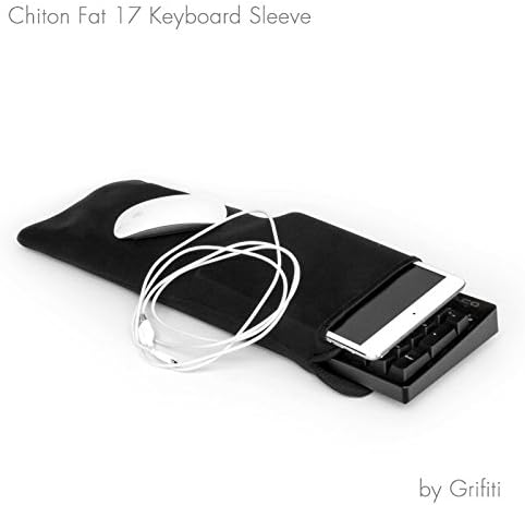 GRIFITI Chiton Fat 17 7" x 18" Neoprene Keyboard Sleeve Cover for 17 Inch 10key Mechanical & Standard Keyboards Portable Case - Extra Pocket for Cable, Mouse, Gaming Trackpad or Computer Tenkeyless